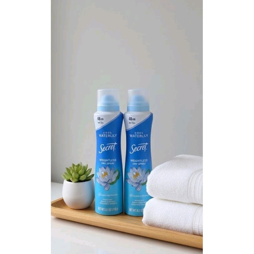 Secret Weightless Dry Spray Cool Waterlily‎ 2-Pack 4.1 oz Antiperspirant New